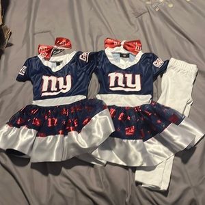 NFL giants cheerleader costumes for toddlers with white leggings